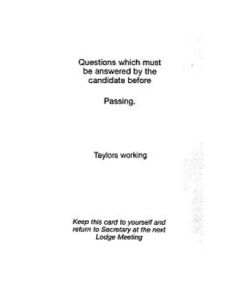 Craft Taylor's Passing Question Card