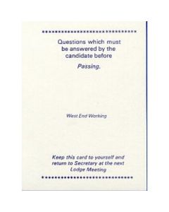 Craft West End Working Passing Card